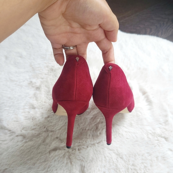 Sam Edelman Hazel Deep Red Magenta Suede Leather Pumps - Picture 7 of 14